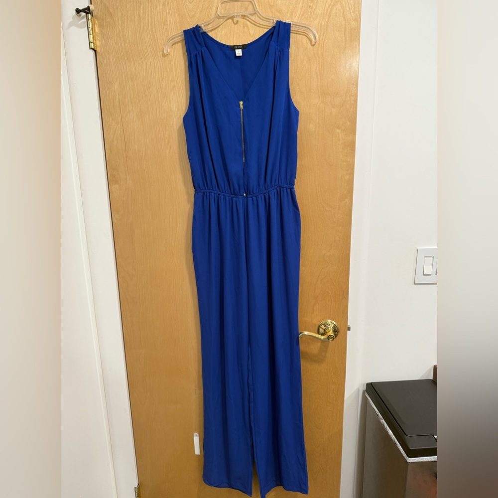 Quinn Blue Jumpsuit with Zipper in the Front